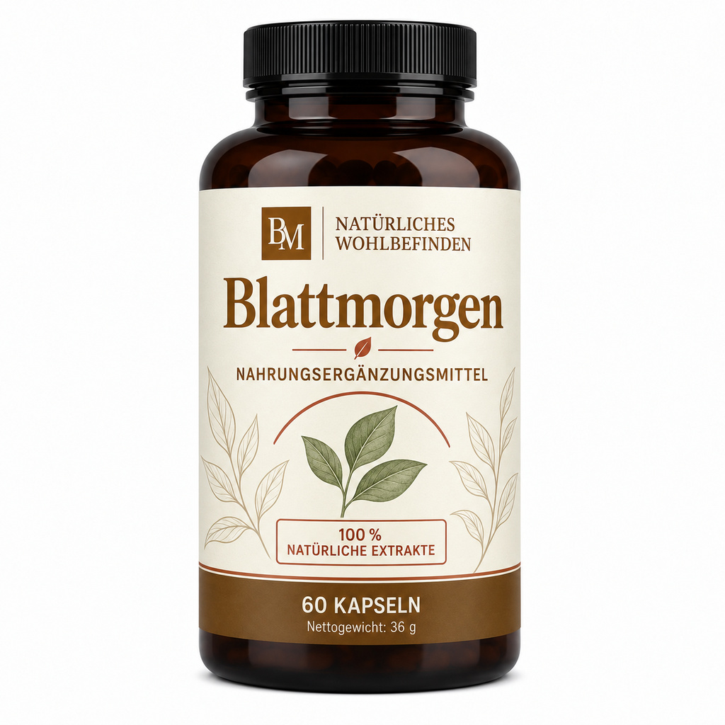 Blattmorgen – Produktverpackung in einer Studioaufnahme